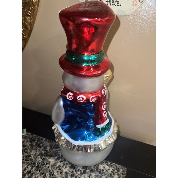 Christopher Radko Snowman Large Blown Glass Standing Centerpiece Tabletop Vtg - Picture 5 of 13